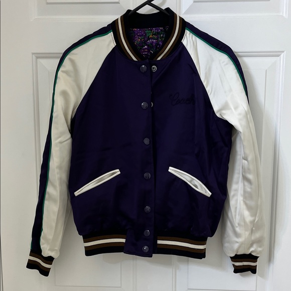 Coach Women's Reversible Varsity Jacket in Purple and White XS - Picture 2 of 6